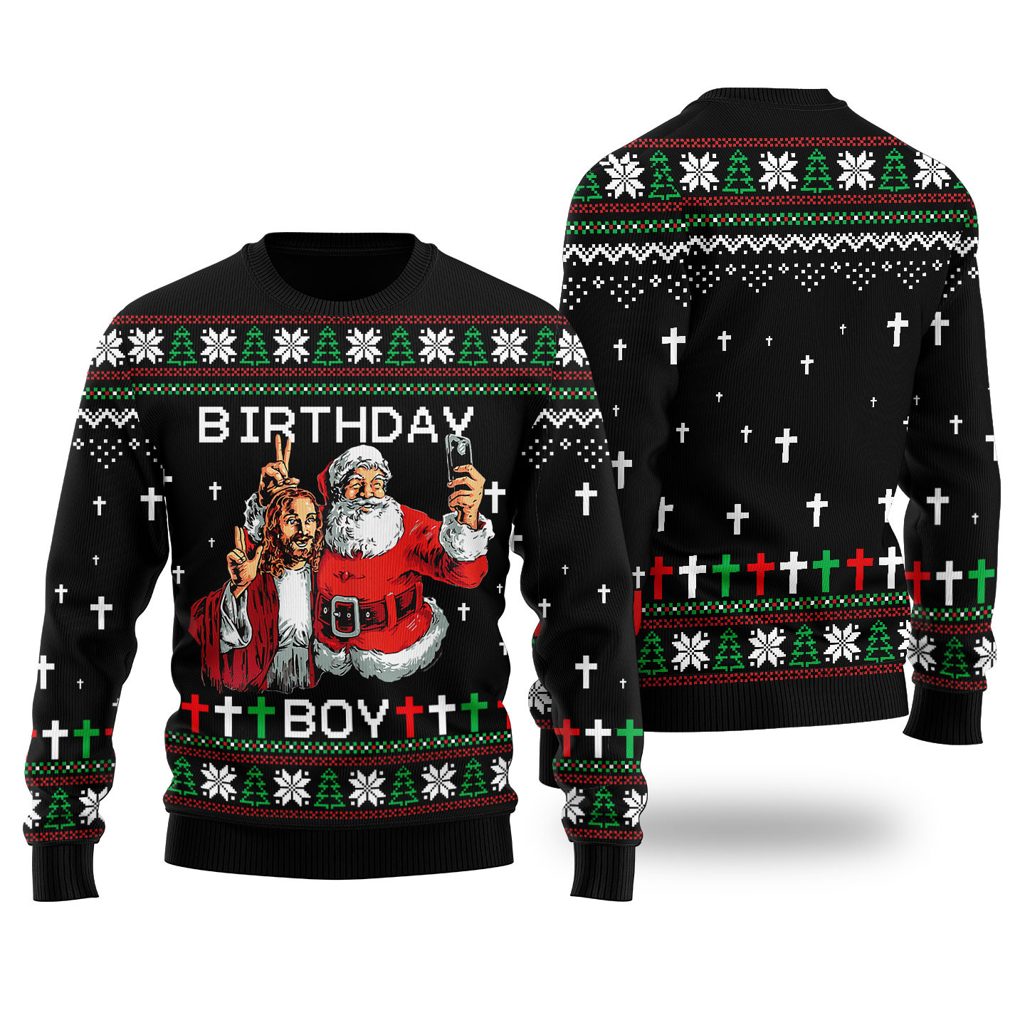 Birthday Boy Funny Christmas Sweater Black Best Christmas Merch Gift for Family and Friends