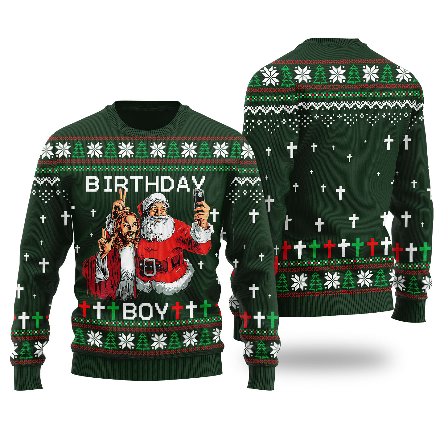 Birthday Boy Funny Christmas Sweater Forest Green Exclusive Christmas Sweater Merch Gift Edition