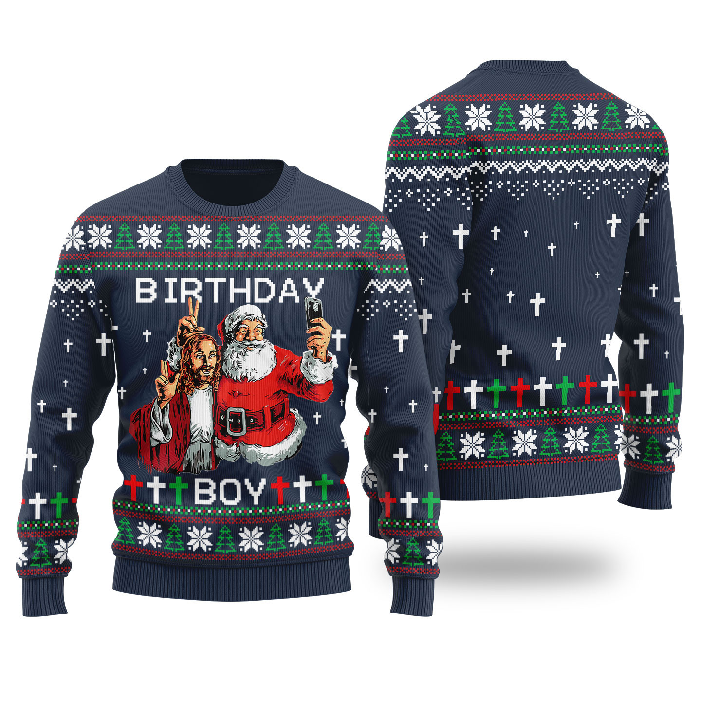 Birthday Boy Funny Christmas Sweater Navy Soft Cotton Sweatshirt for Winter Comfort