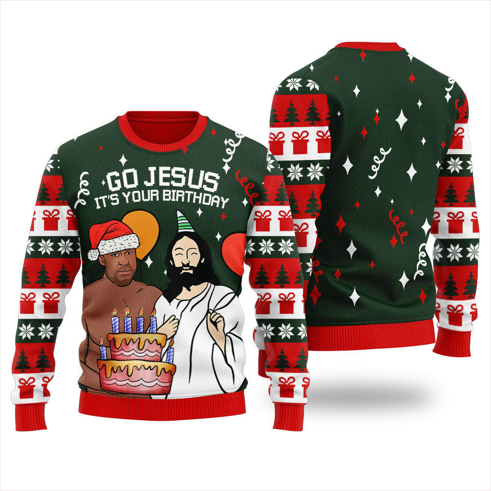 Birthday Boy Jesus Ugly Christmas Sweater Meaningful Holiday Gift Merch to Show You Care