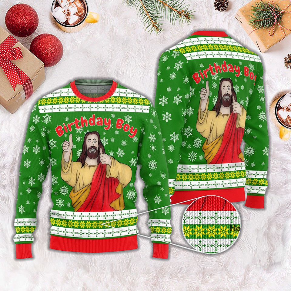 Birthday Boy Jesus Ugly Christmas Sweater Merry Xmas Sweater Christmas Gift For Christian