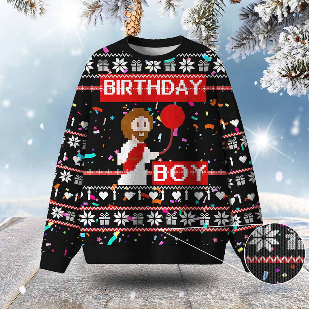 Birthday Boy Ugly Christmas Sweater Jesus Apparel Christmas Apparel Xmas Gifts For Christians