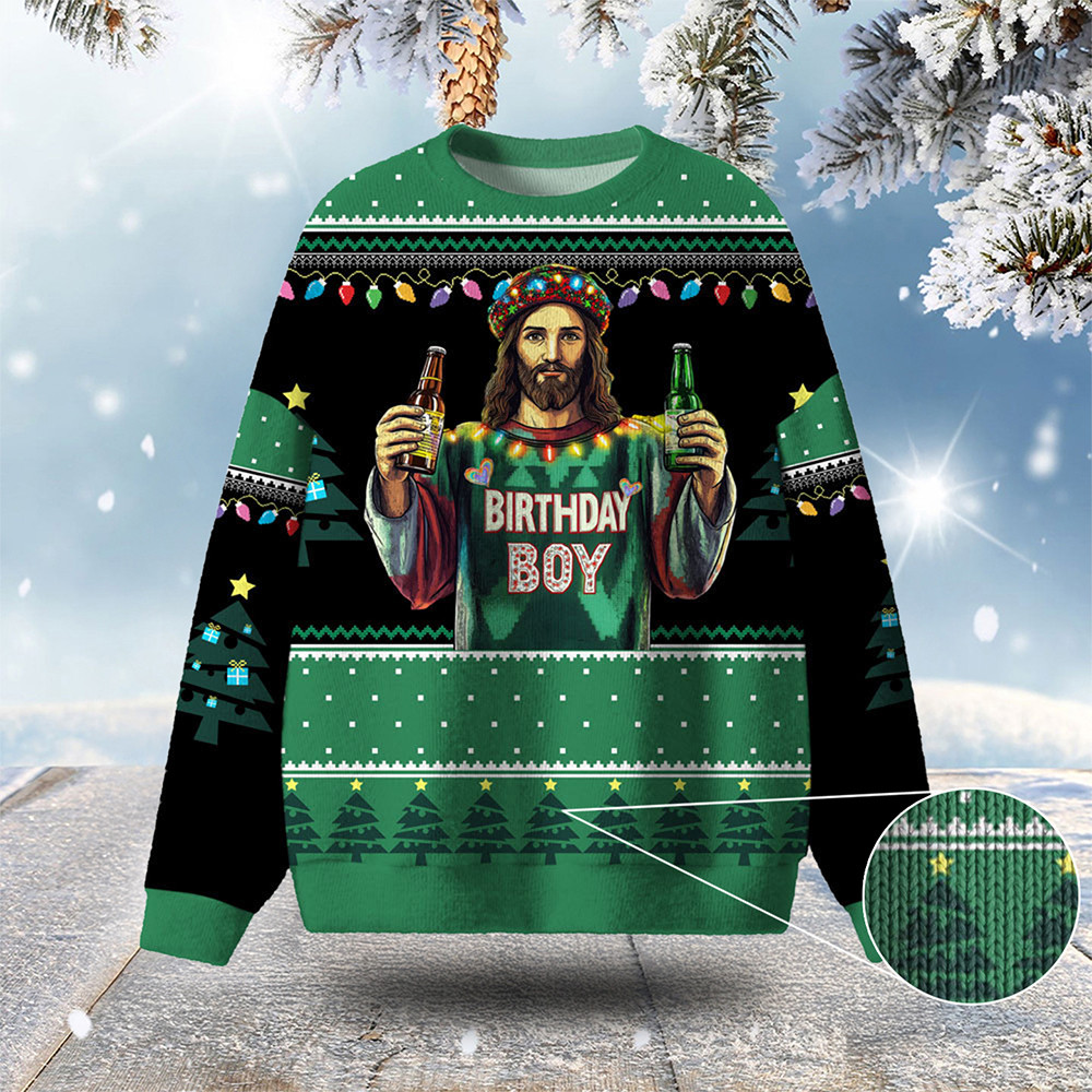 Birthday Boy Ugly Christmas Sweater Jesus Apparel Xmas Wear Christian Christmas Gifts