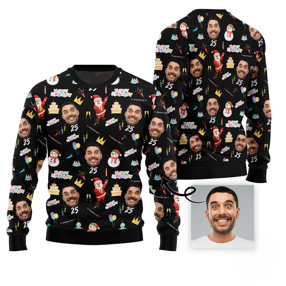 Birthday Custom Face And Age Funny Christmas Sweater Christmas Vacation Sweater