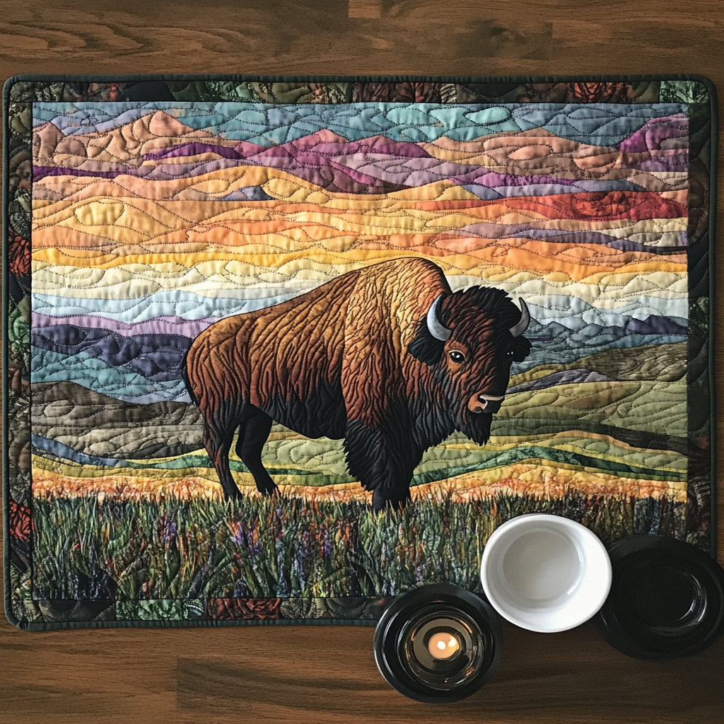 Bison Adventure Quilted Place Mat Christmas Kitchen Decor Unusual Lavender Gifts