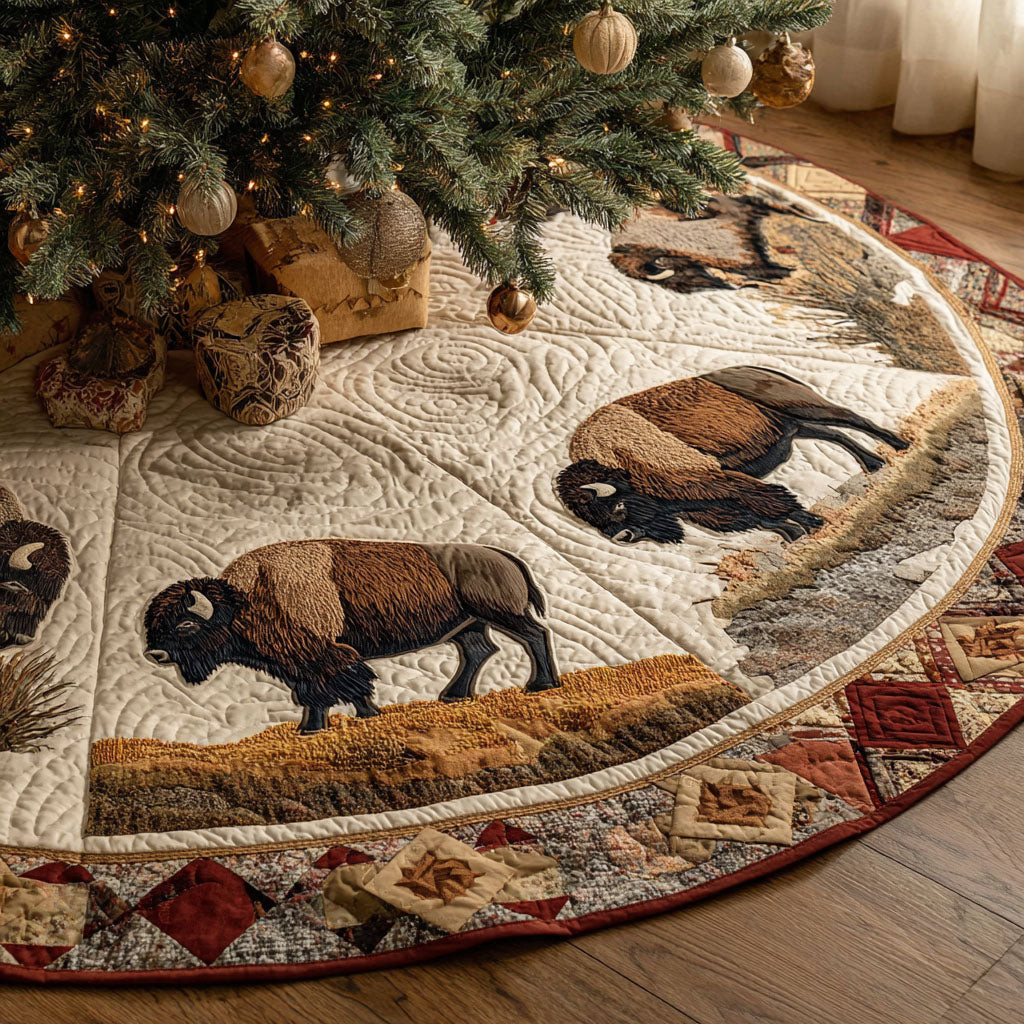 Bison Buffalo Ridge Christmas Quilted Tree Skirt Festive Decor Buffalo Lover Christmas Gifts