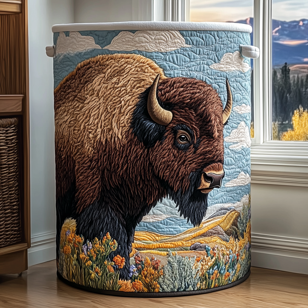 Bison Land Quilted Laundry Basket Perfect Birthday Gift Idea