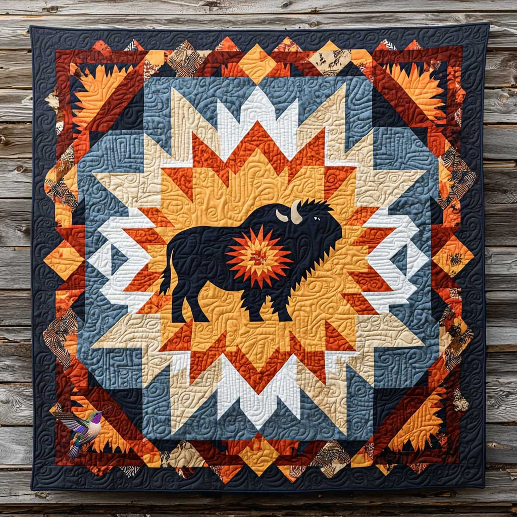 Bison Native Power Holiday Christmas Quilt Blanket Great Gifts For Dog Lovers