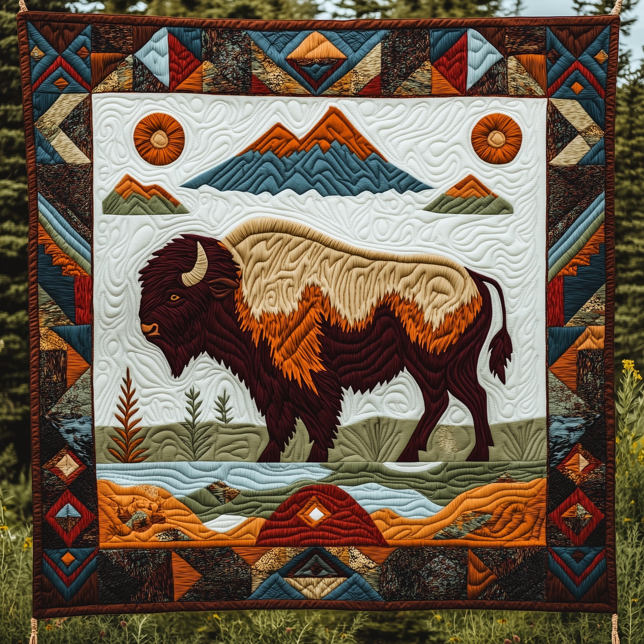 Bison Native Quilted Blanket Sofa Throw BlanketBison Merch