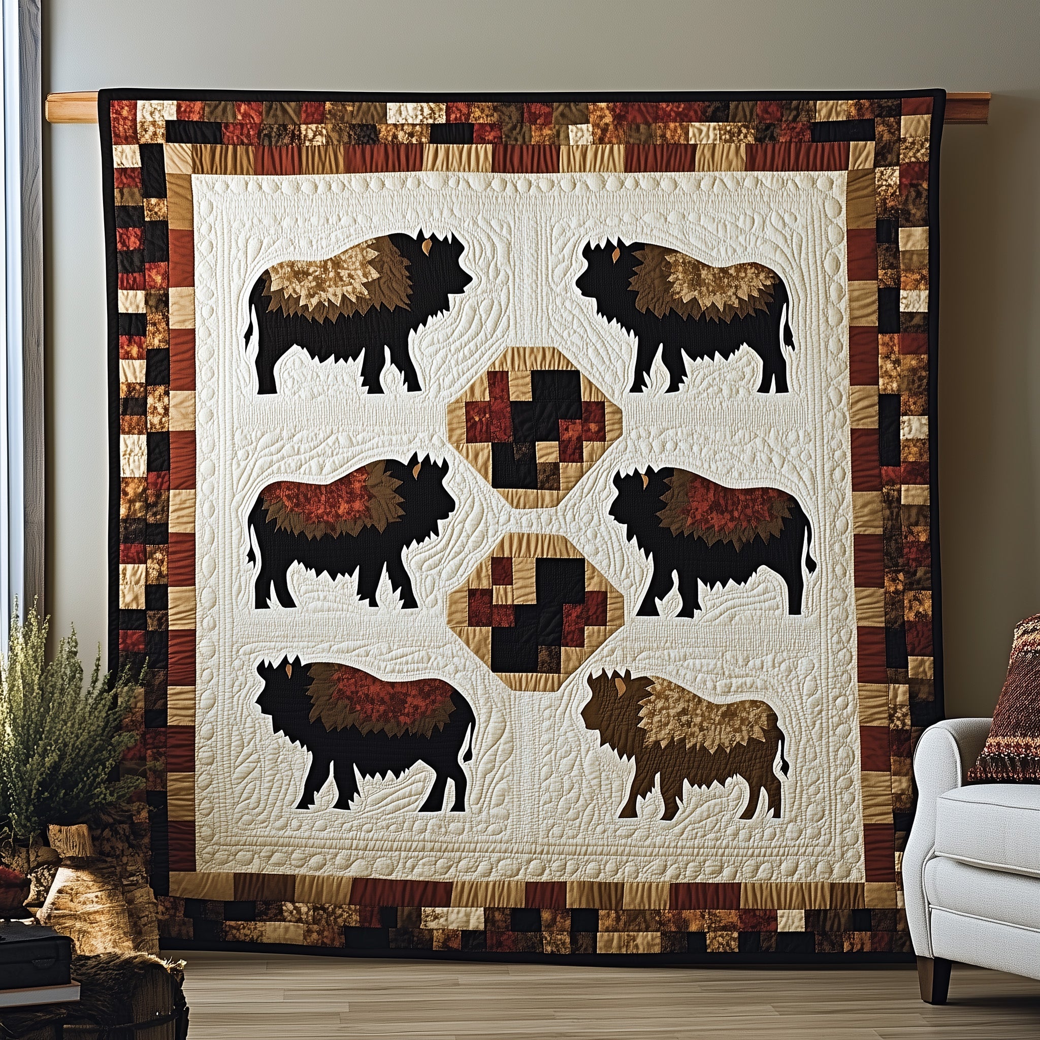 Bison Native Quilted Blanket Sofa Throw BlanketBison Themed Gifts