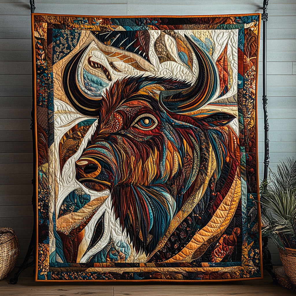 Bison Native Quilted Blanket Unique Bison Blanket