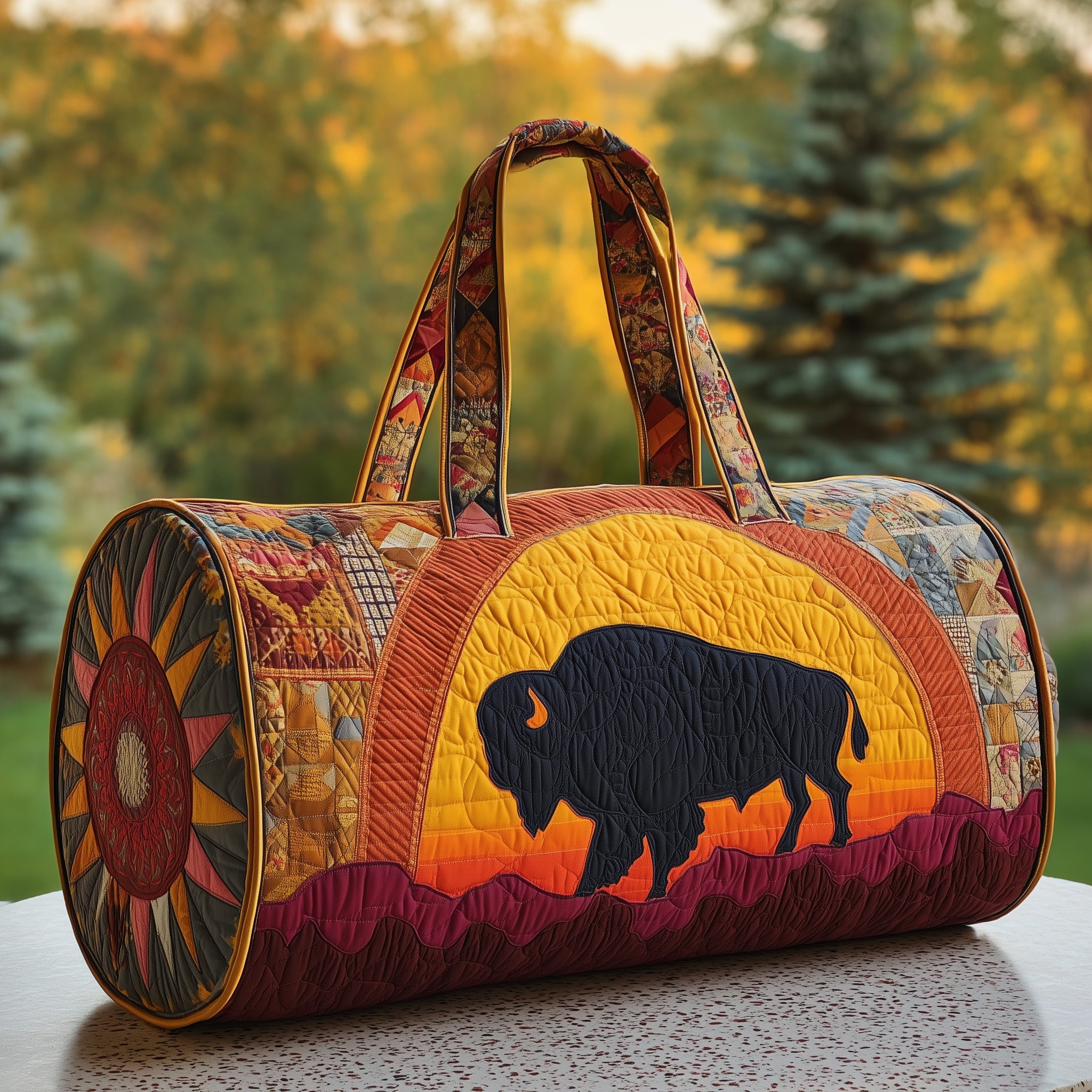 Bison Quilted Duffle Bag Gift For Family