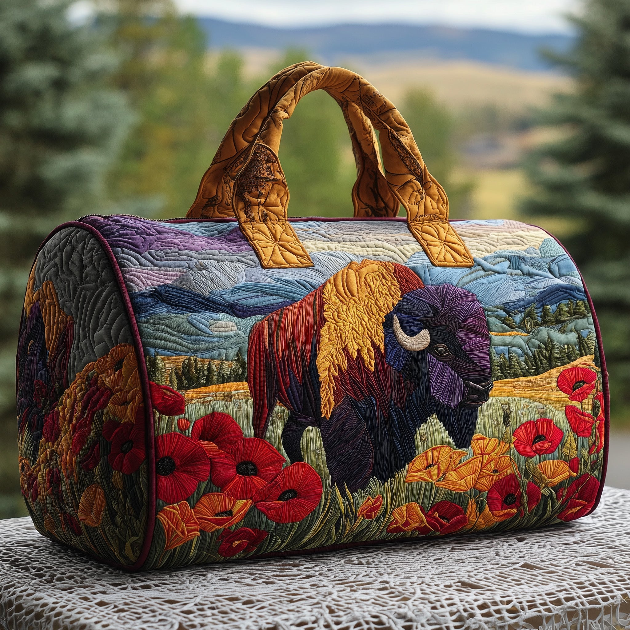 Bison Quilted Duffle Bag Gift For Friends