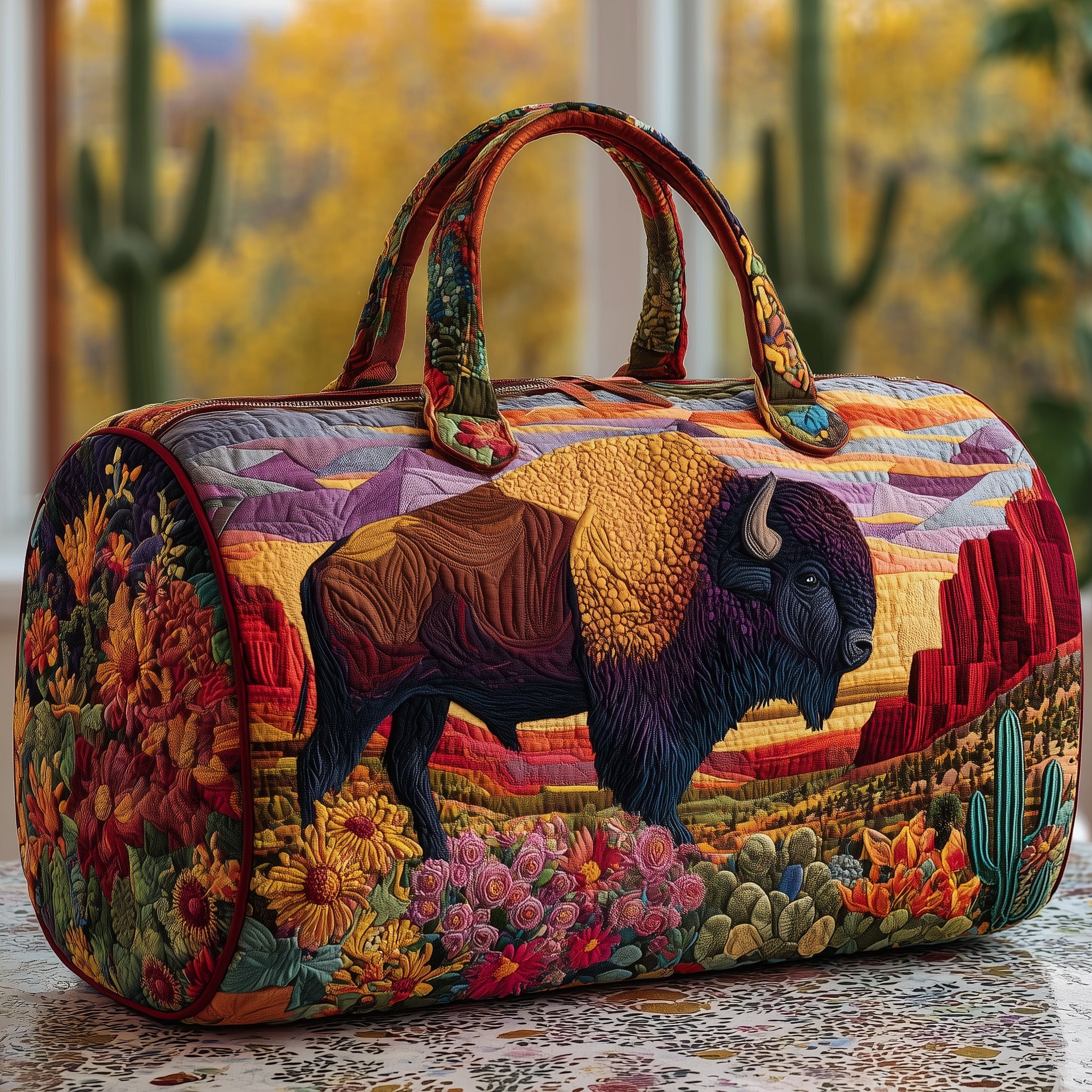 Bison Quilted Duffle Bag Gift For Him