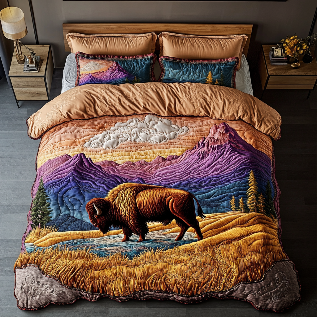 Bison Ridge Quilted Bedding Set Best Bed Sheet Set Bison Gifts For Men