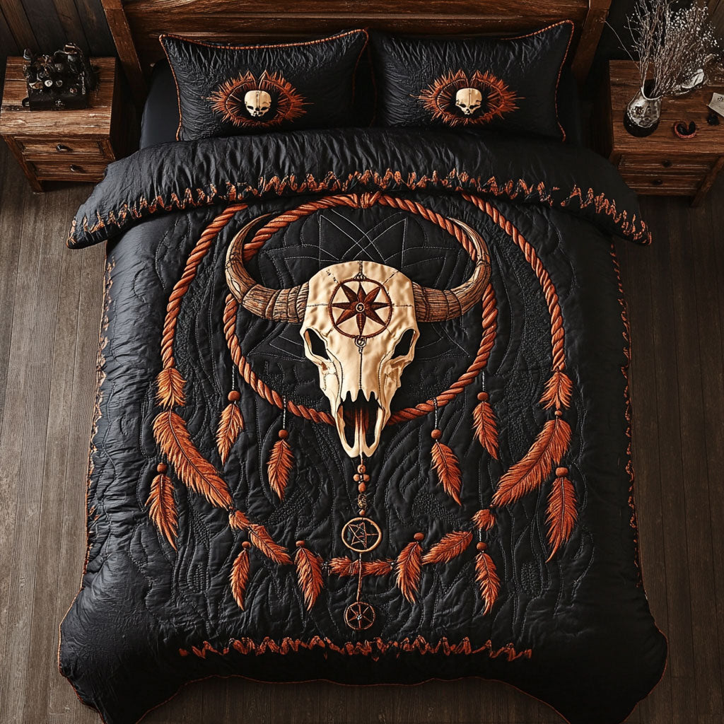 Bison Skull Dreamcatcher Quilted Bedding Set Duvet Cover Bedspread  Bedroom Decor For Parents