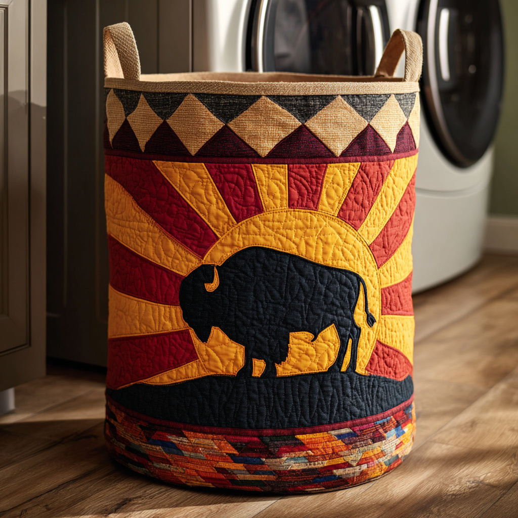 Bison Sunburst Quilted Laundry Basket Luxury Quilted Laundry Basket for Elegant Interiors