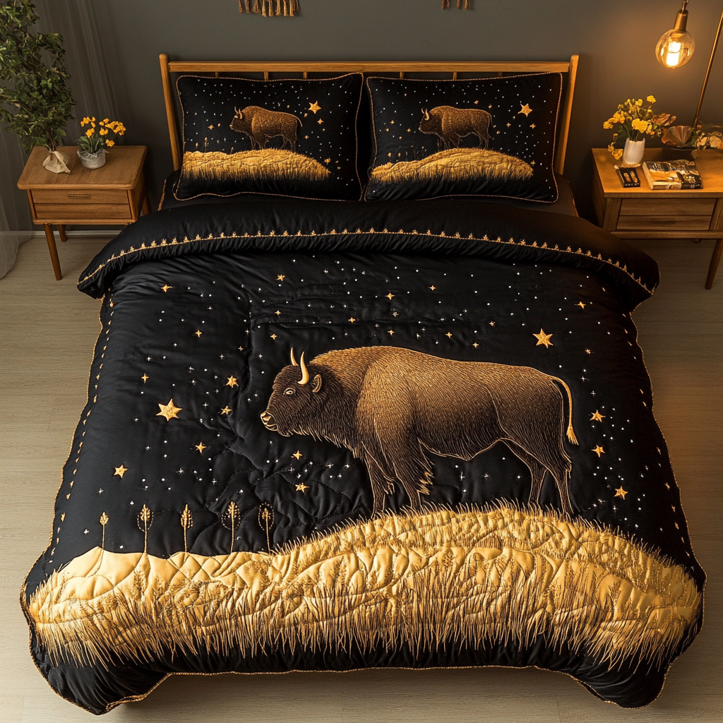 Bison Trail Quilted Bedding Set Bedroom Decor Bison Merchandise Items