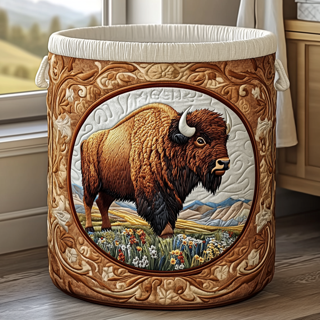 Bison Valley Quilted Laundry Basket Gift Idea For Busy Families