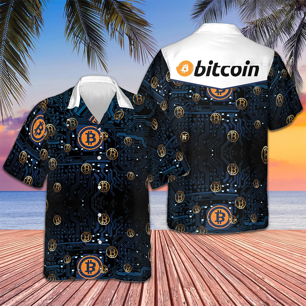 Bitcoin Logo Hawaiian Shirt Mens Tropical Button Up Shirt Presents For Boyfriend Bitcoin Logo Hawaiian Shirt Mens Tropical Button Up Shirt Presents For Boyfriend