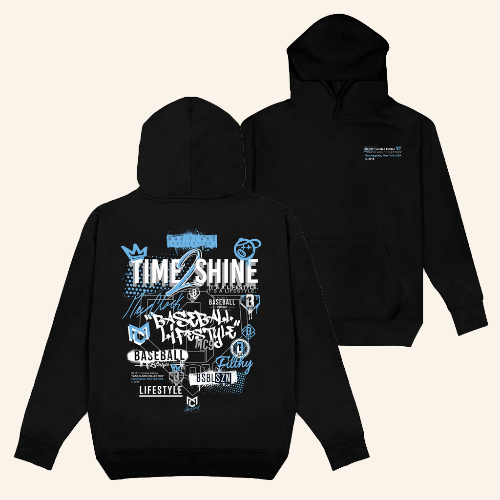 BL101 Merch Time 2 Shine Icons Black Hoodie Baseball Lifestyle Hoodie Gifts For Brothers