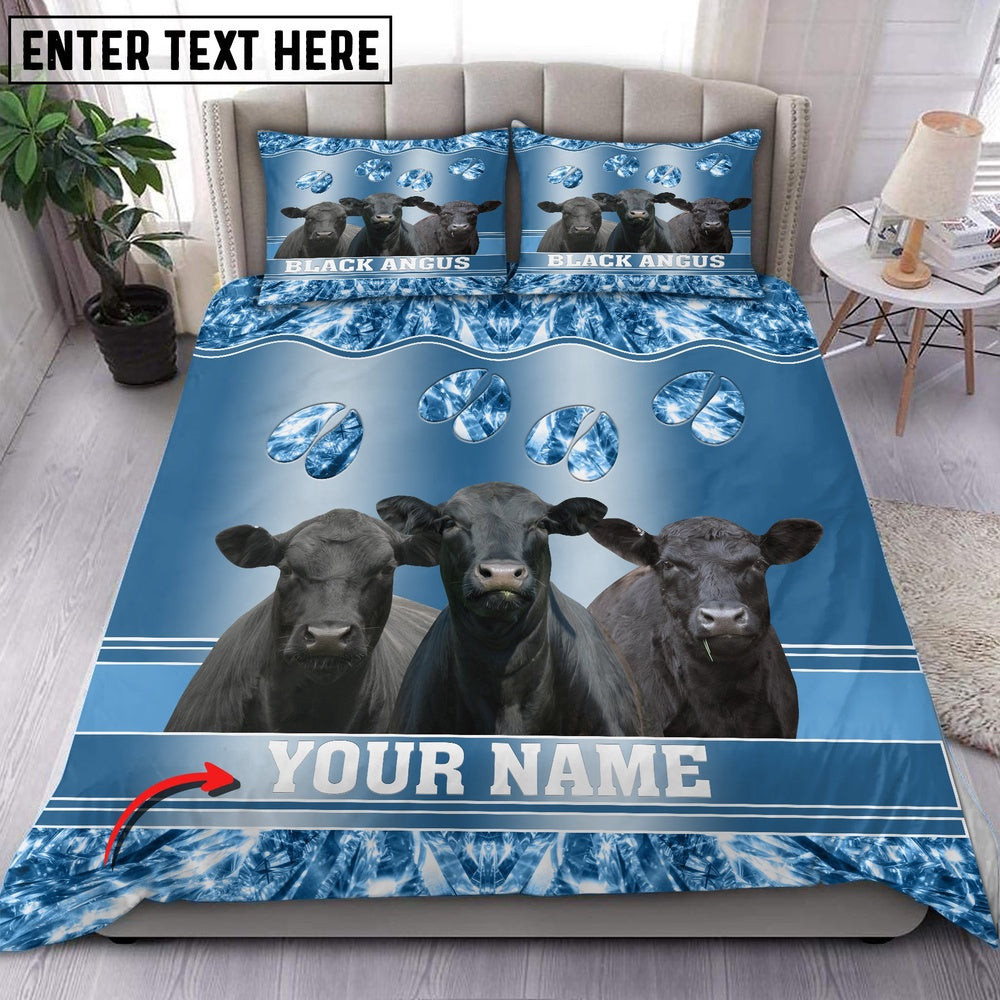Black Angus Customized Name Glittering Bedding Set Thoughtful Wedding Gifts
