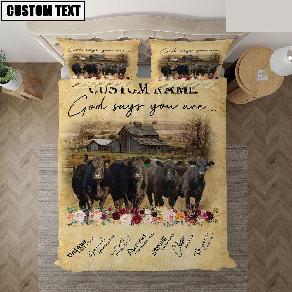 Black Angus God Says You Are Custom Name Bedding Set Thoughtful Wedding Gifts