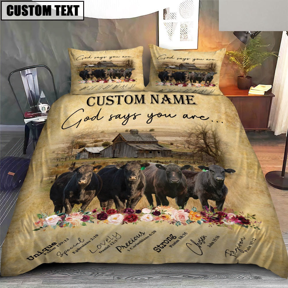 Black Angus God Says You Are Custom Name Bedding Set Thoughtful Wedding Gifts