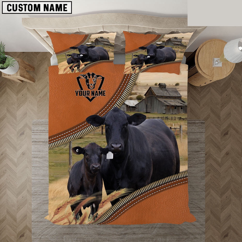 Black Angus On The Farm Customized Name 3D Bedding Set Thoughtful Wedding Gifts