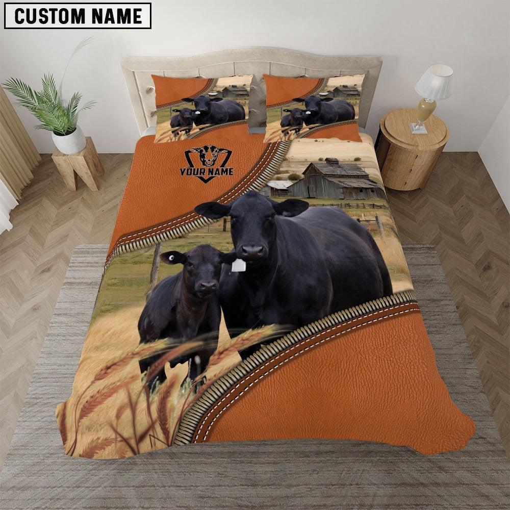 Black Angus On The Farm Customized Name 3D Bedding Set Thoughtful Wedding Gifts