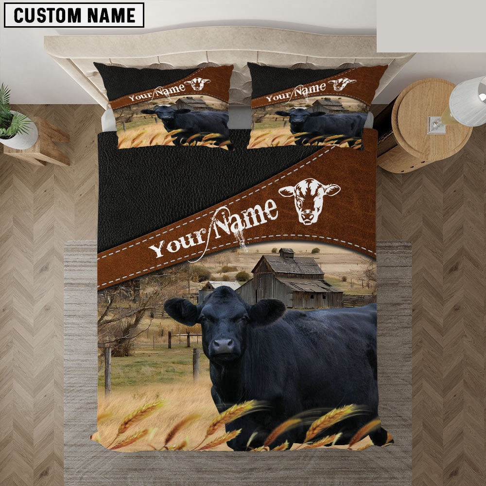 Black Angus On The Field Customized Name Bedding Set Thoughtful Wedding Gifts