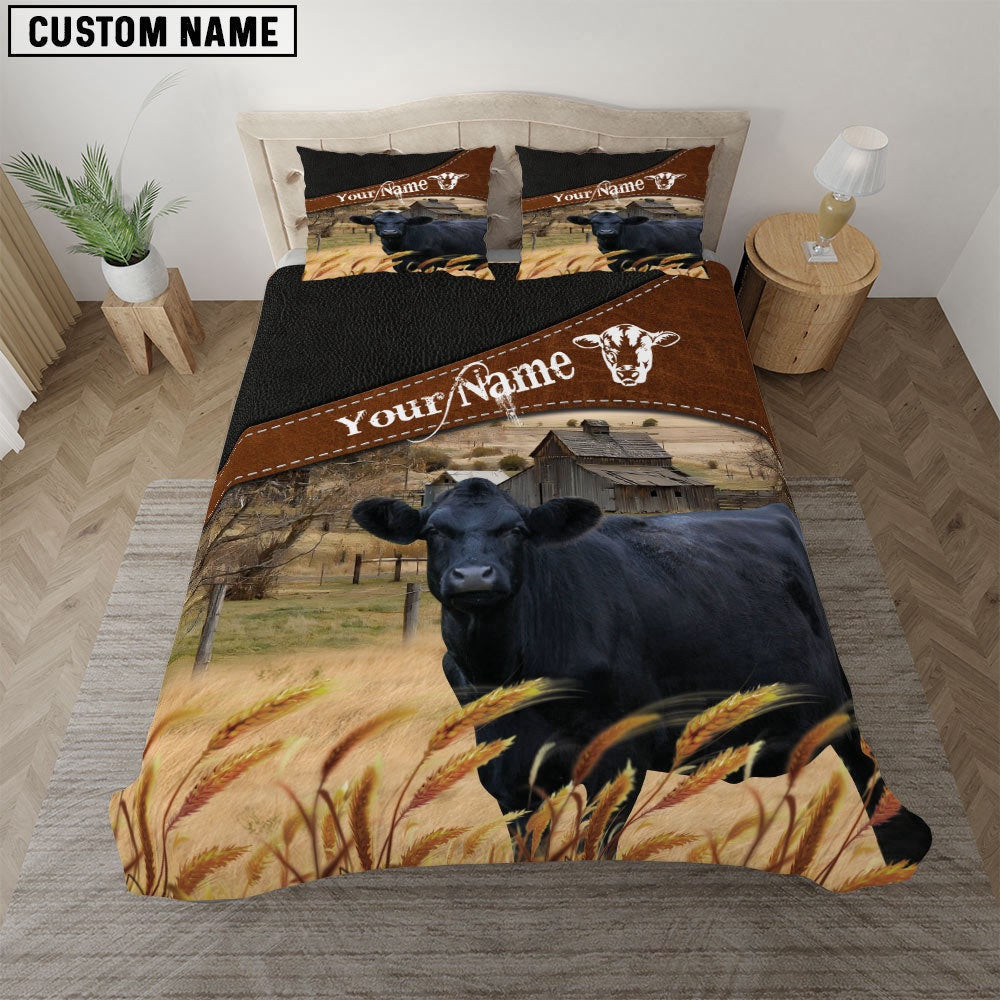 Black Angus On The Field Customized Name Bedding Set Thoughtful Wedding Gifts