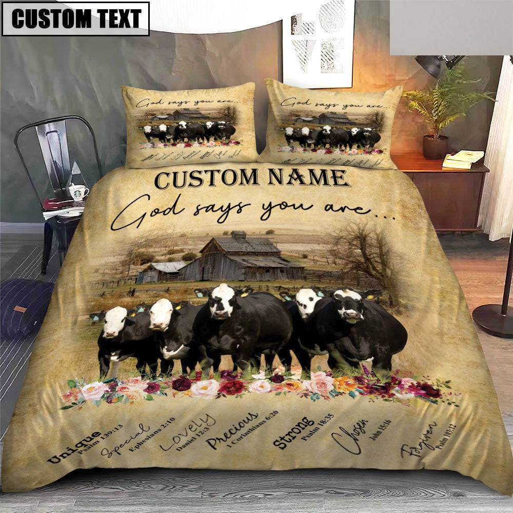 Black Baldy God Says You Are Custom Name Bedding Set Thoughtful Wedding Gifts