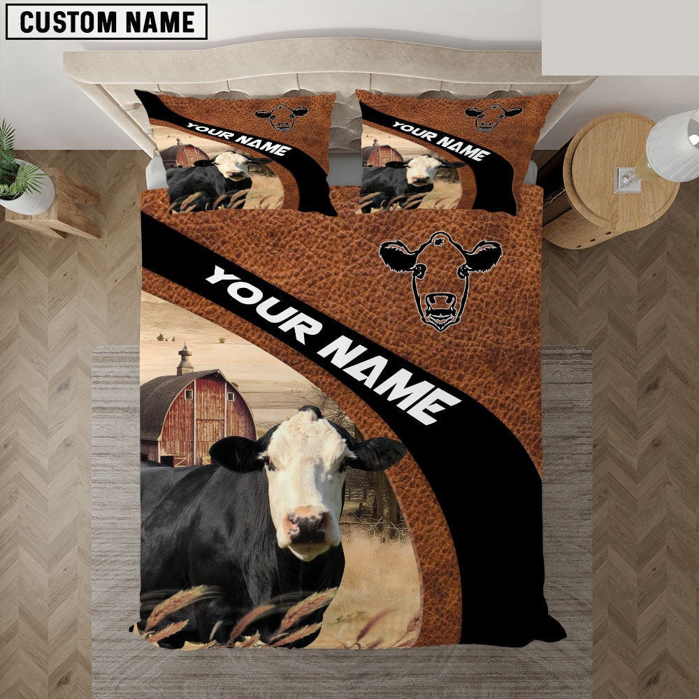 Black Baldy On The Farm Customized Name Red Barn Bedding Set Thoughtful Wedding Gifts