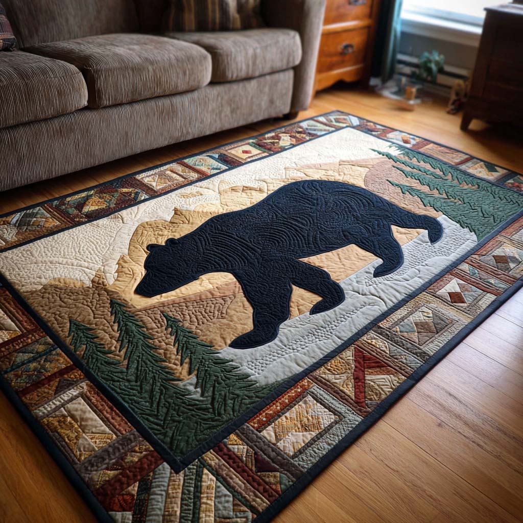Black Bear Area Rug Washable Rugs Special Birthday Gift for Mom