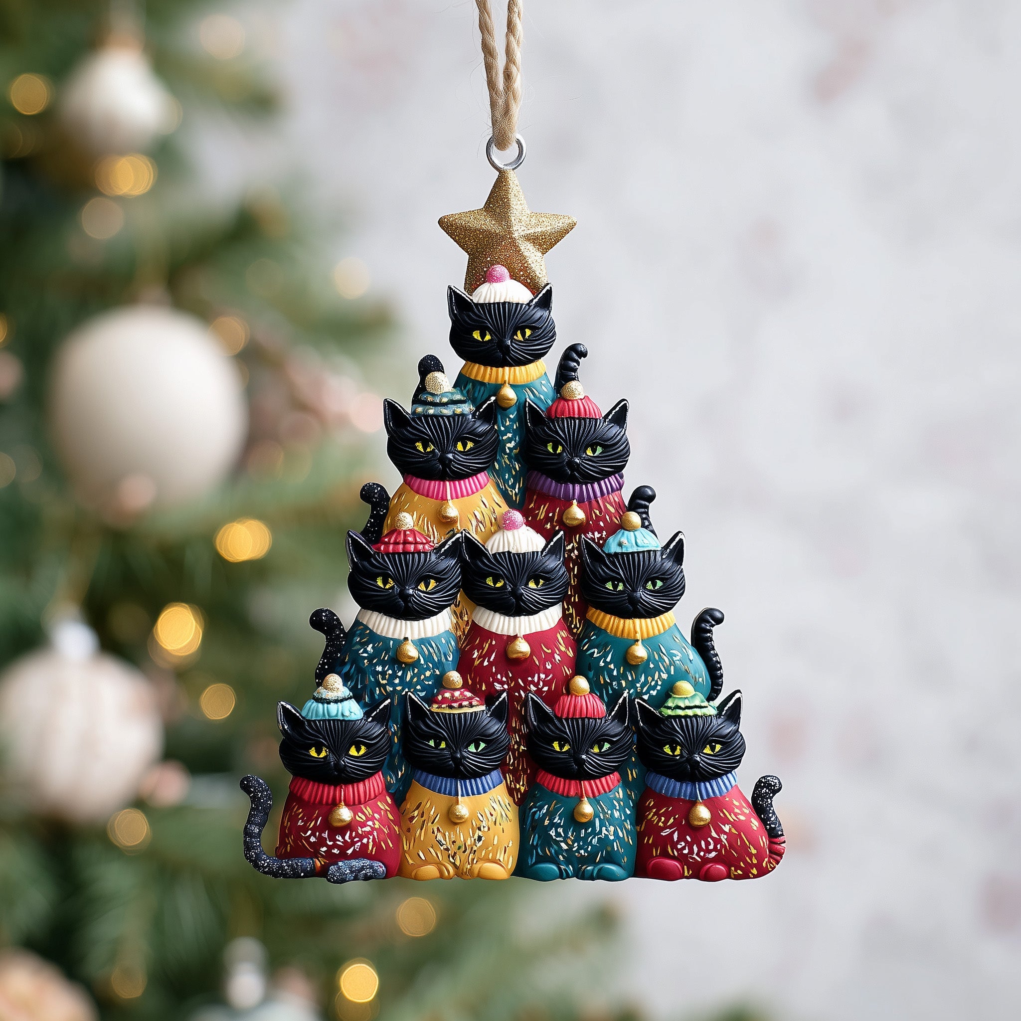 Black Cat Acrylic Ornament Unique Christmas Gift