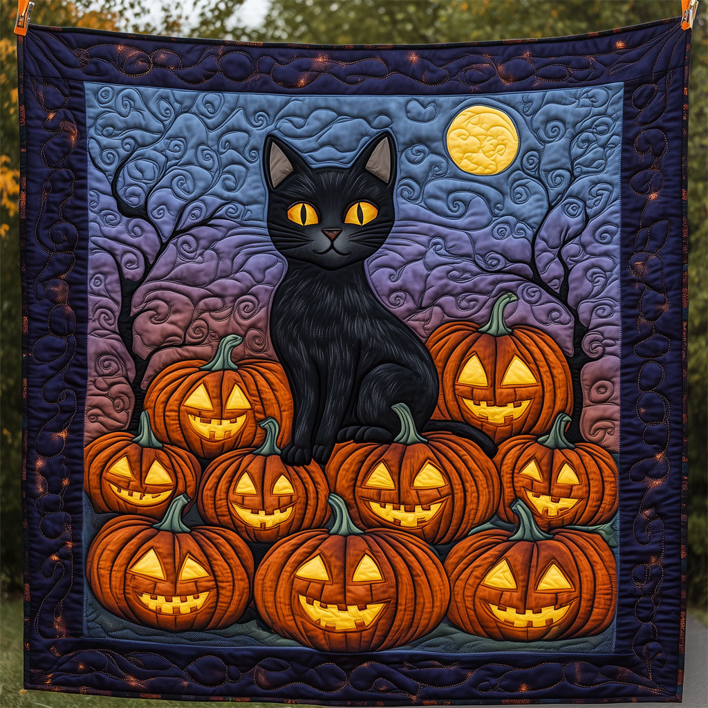 Black Cat And Pumpkin Quilt Blanket Throws For Couch Cat Mom Christmas Gifts