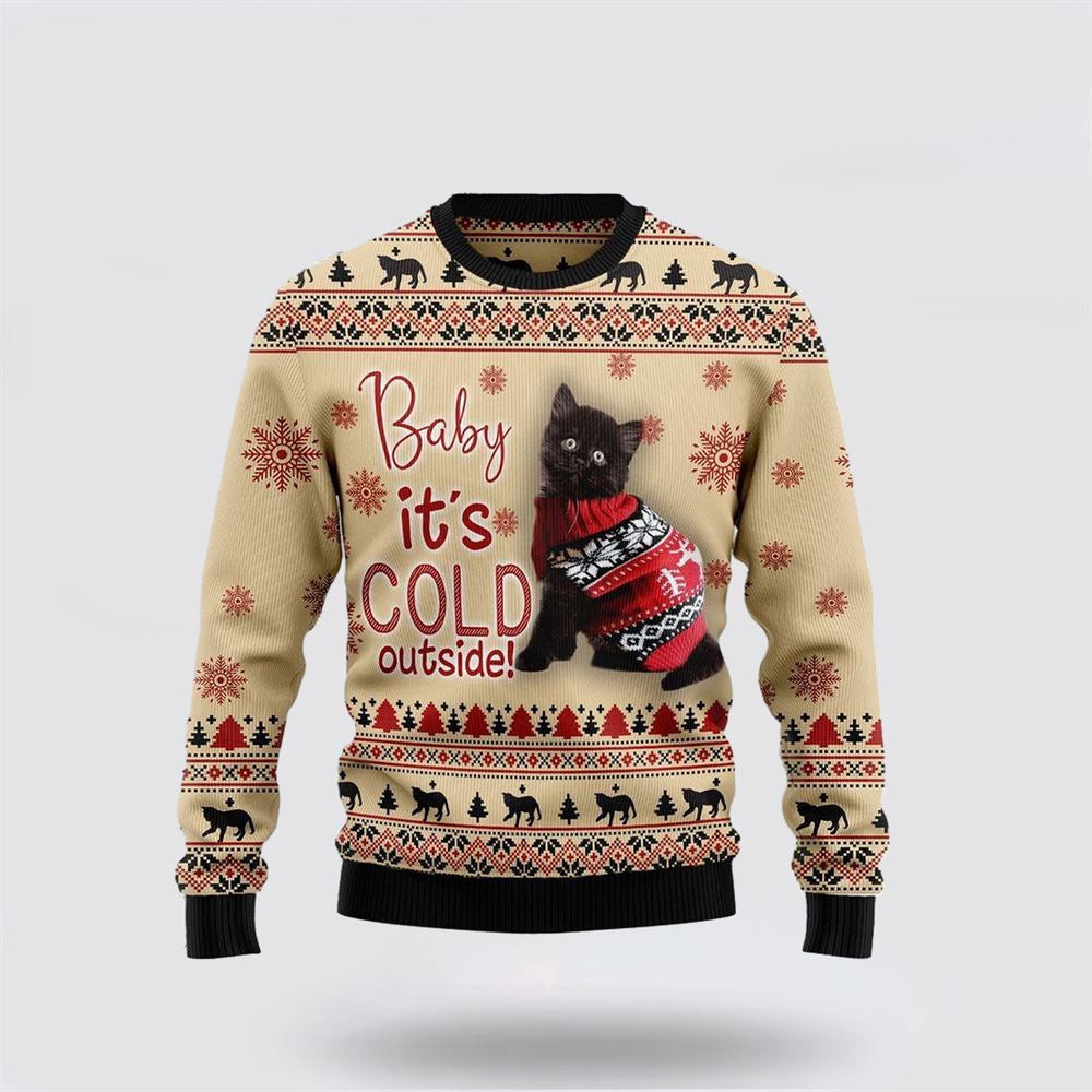 Black Cat Baby Ugly Christmas Sweater Unisex Funny Christmas Sweater
