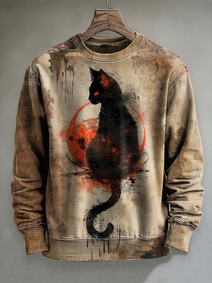 Black Cat Blood Moon Sweatshirt Horror Clothing Xmas Presents Ideas For Cat Lovers