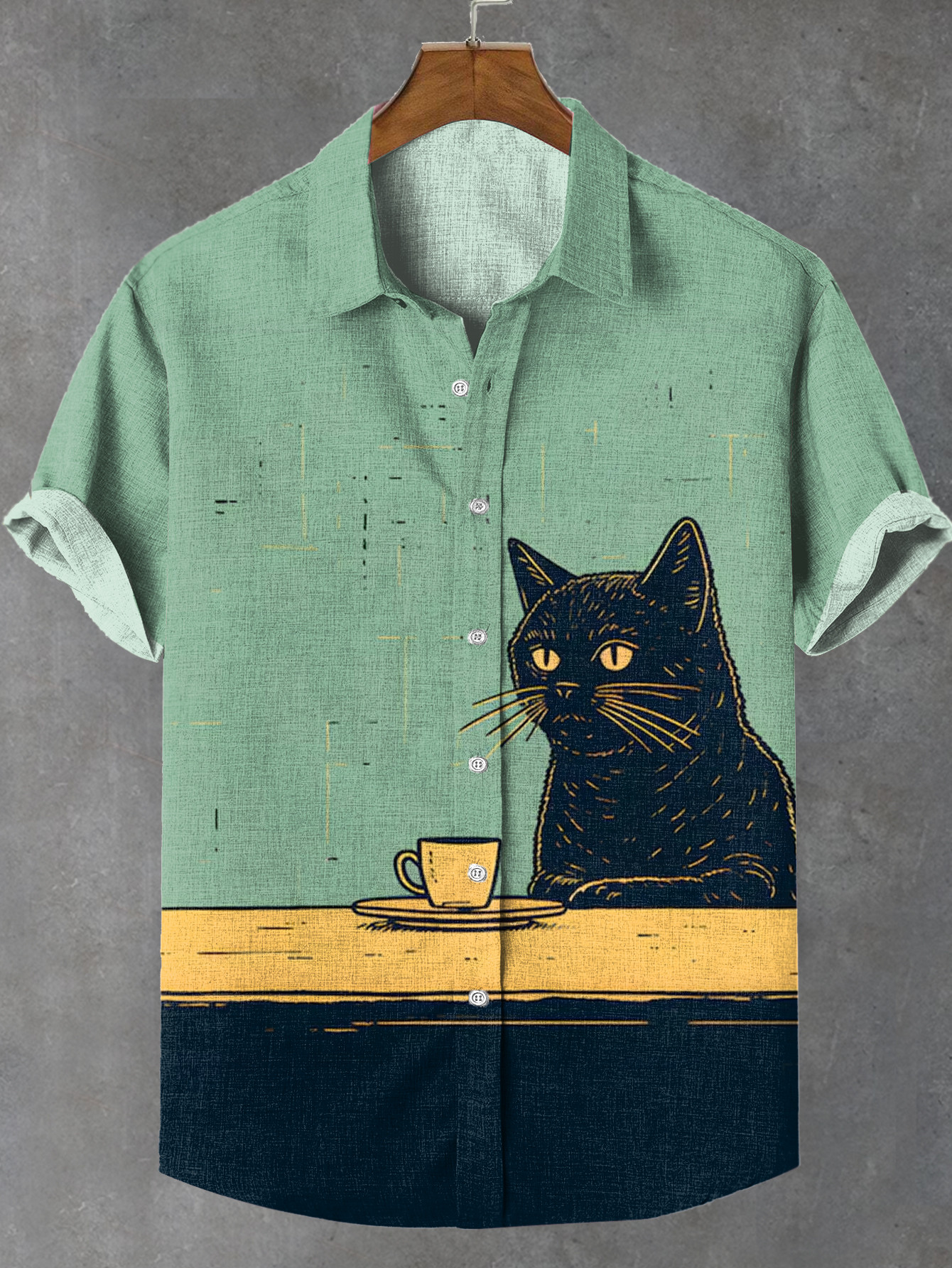 Black Cat Chilling Coffee Art Hawaiian Shirt Unique Gifts For Husband