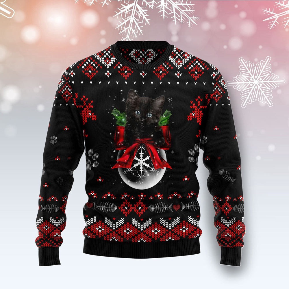 Black Cat Christmas - All Over Print Ugly Christmas Sweater Christmas Gift