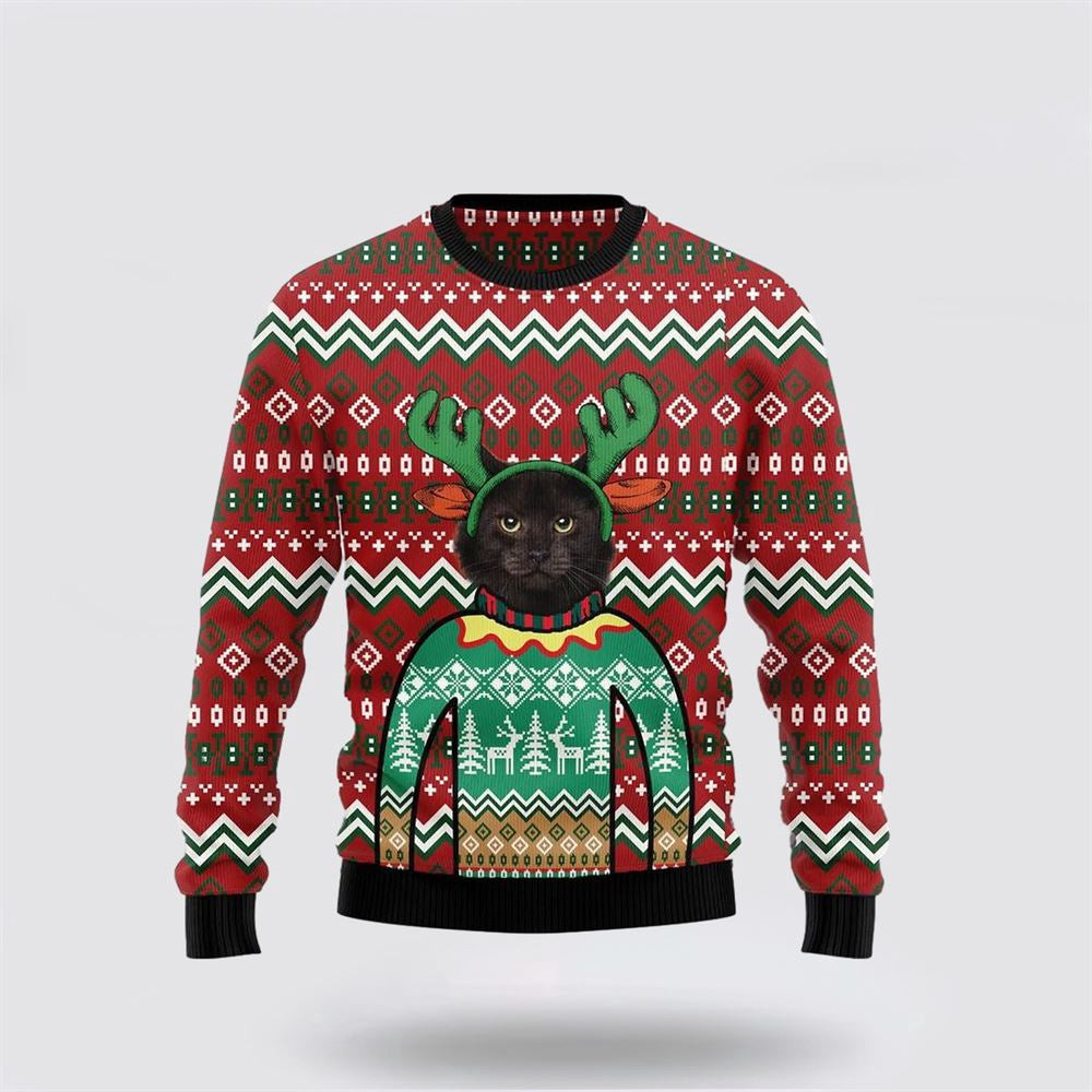 Black Cat Christmas Awesome Funny Family Ugly Christmas Sweater Unisex