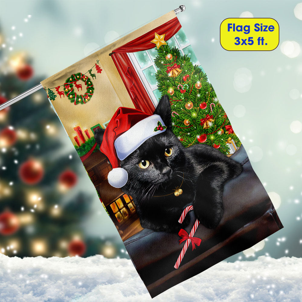 Black Cat Christmas Flag