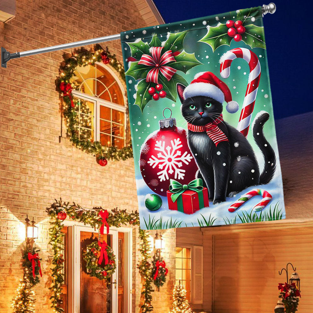 Black Cat Christmas Flag Christmas 2025