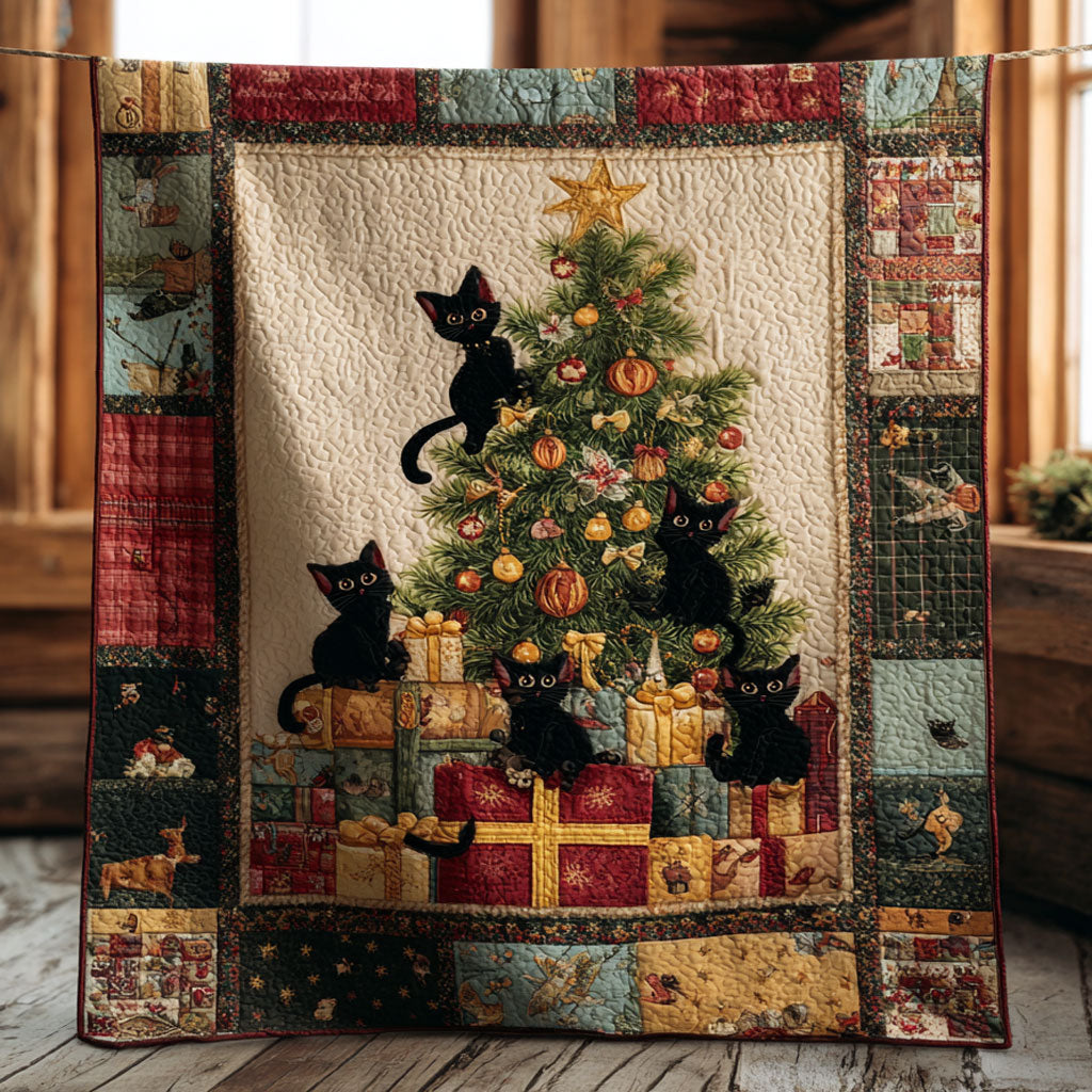 Black Cat Christmas Gifts Quilt Blanket Throws For Couch Christmas Presents For Cat Lovers
