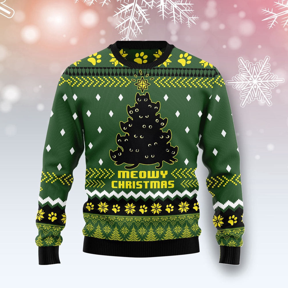 Black Cat Christmas Tree Ugly Christmas Sweater Christmas Gift