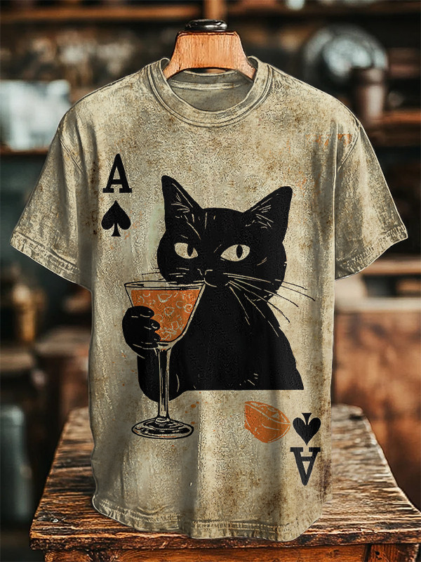 Black Cat Cocktail Playing Cards Spades Ace Art Shirt Unique Gifts For Husband