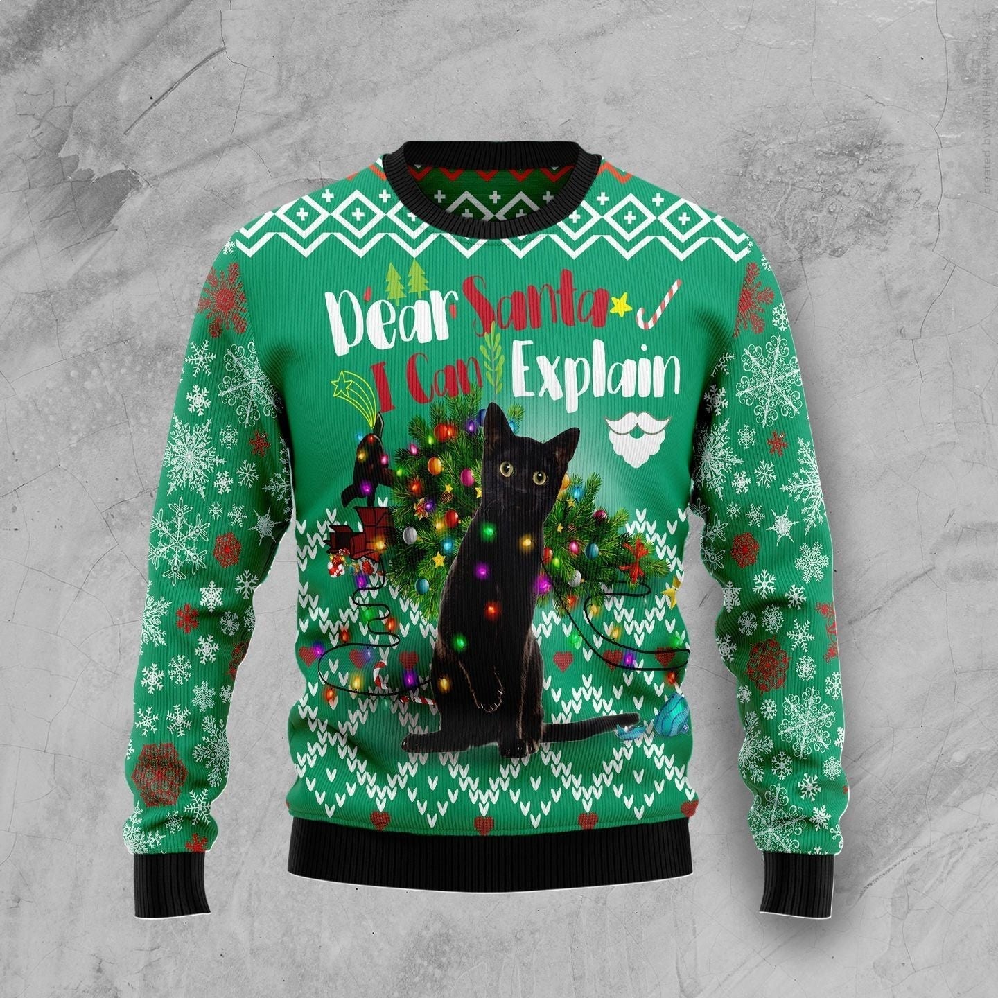 Black Cat Dear Santa I Can Explain Ugly Christmas Sweater Cute Clothes Black Cat Gifts For Her