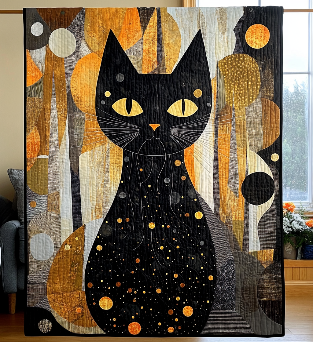 Black Cat Dream Quilted Blanket Cat Christmas Gifts