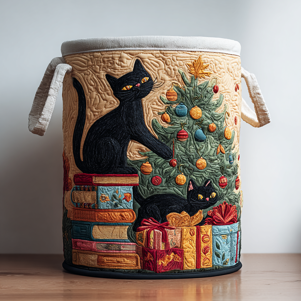 Black Cat Dream Quilted Laundry Basket Merch For Home And Bedroom
